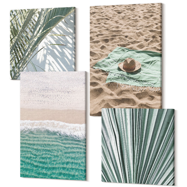 Tablouri canvas set 4 piese Vederi de vacanță de vară pe plaja de lângă mare