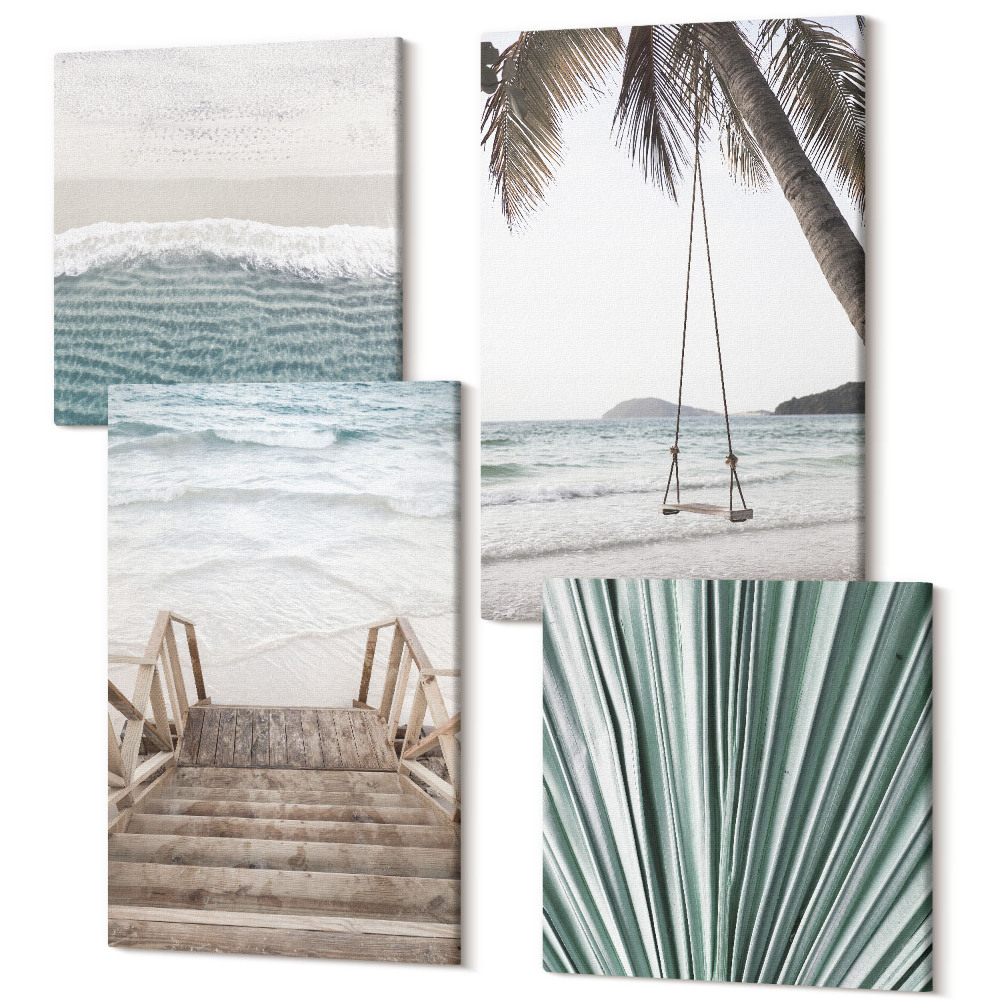 Tablouri canvas set 4 piese Vederi dintr-o vegetație tropicală de vacanță