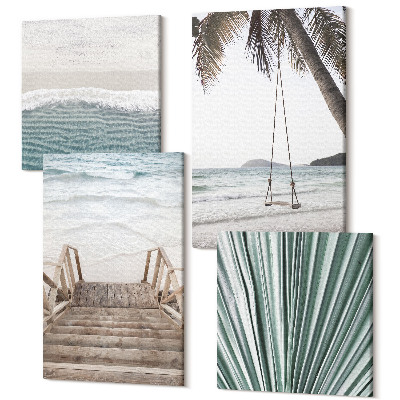 Tablouri canvas set 4 piese Vederi dintr-o vegetație tropicală de vacanță