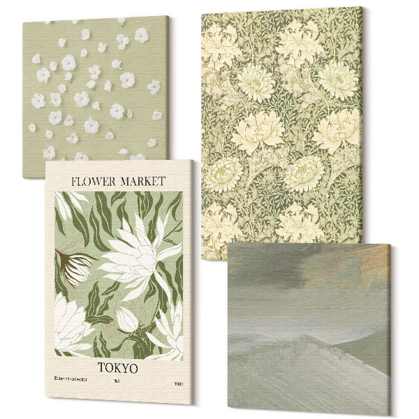 Tablouri multicanvas 4 piese Modele de plante și abstracții în stil boho