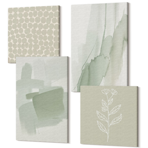 Tablouri canvas set 4 piese Modele abstracte acuarele plante minimalism