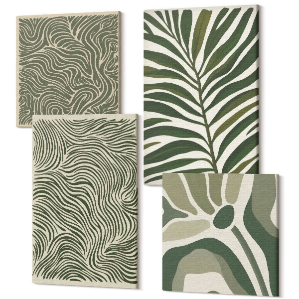 Tablouri multicanvas 4 piese Modele abstracte cu frunze și forme ondulate