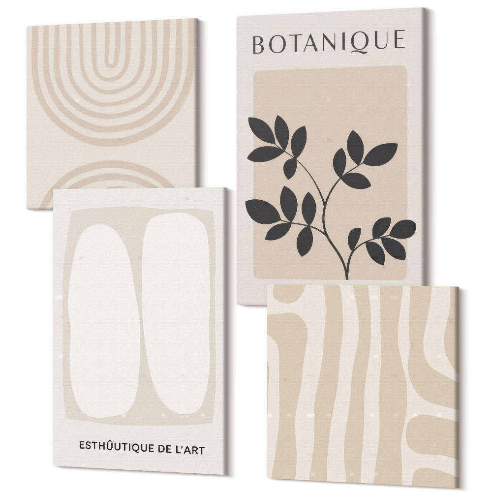 Tablouri multicanvas 4 piese Postere delicate Boho cu motive vegetale abstracte