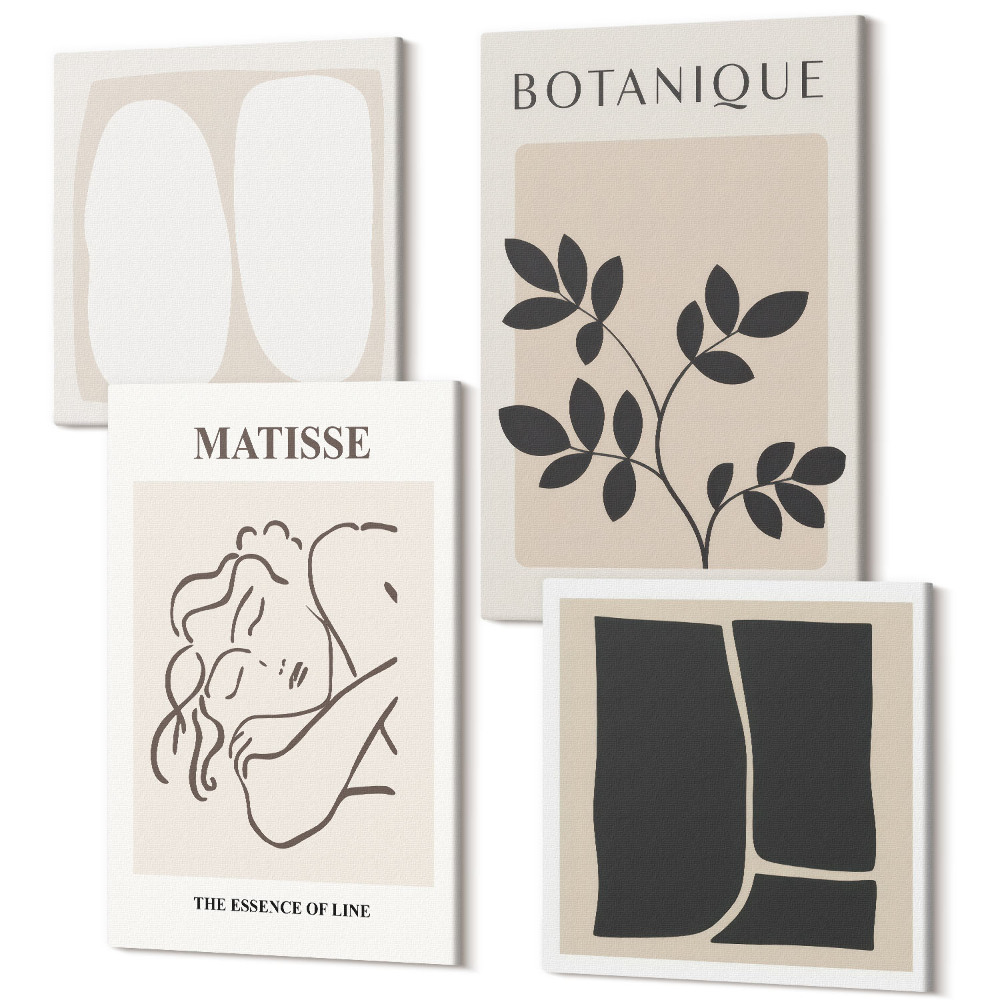 Tablouri canvas set 4 piese Picturi minimaliste elegante cu motive vegetale de Matisse