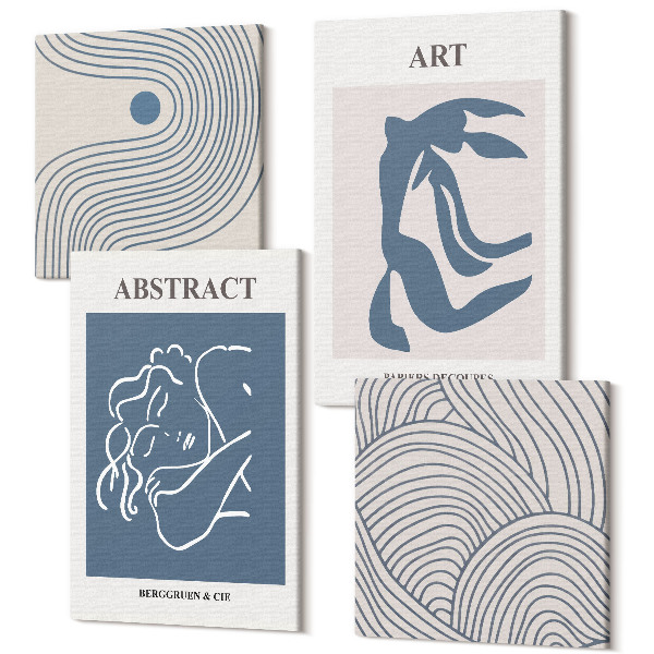 Tablouri canvas set 4 piese Poster cu linii decorative abstracte cu forme de undă