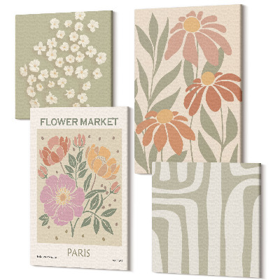 Tablouri multicanvas 4 piese Poster cu motive botanice Minimalism Paris