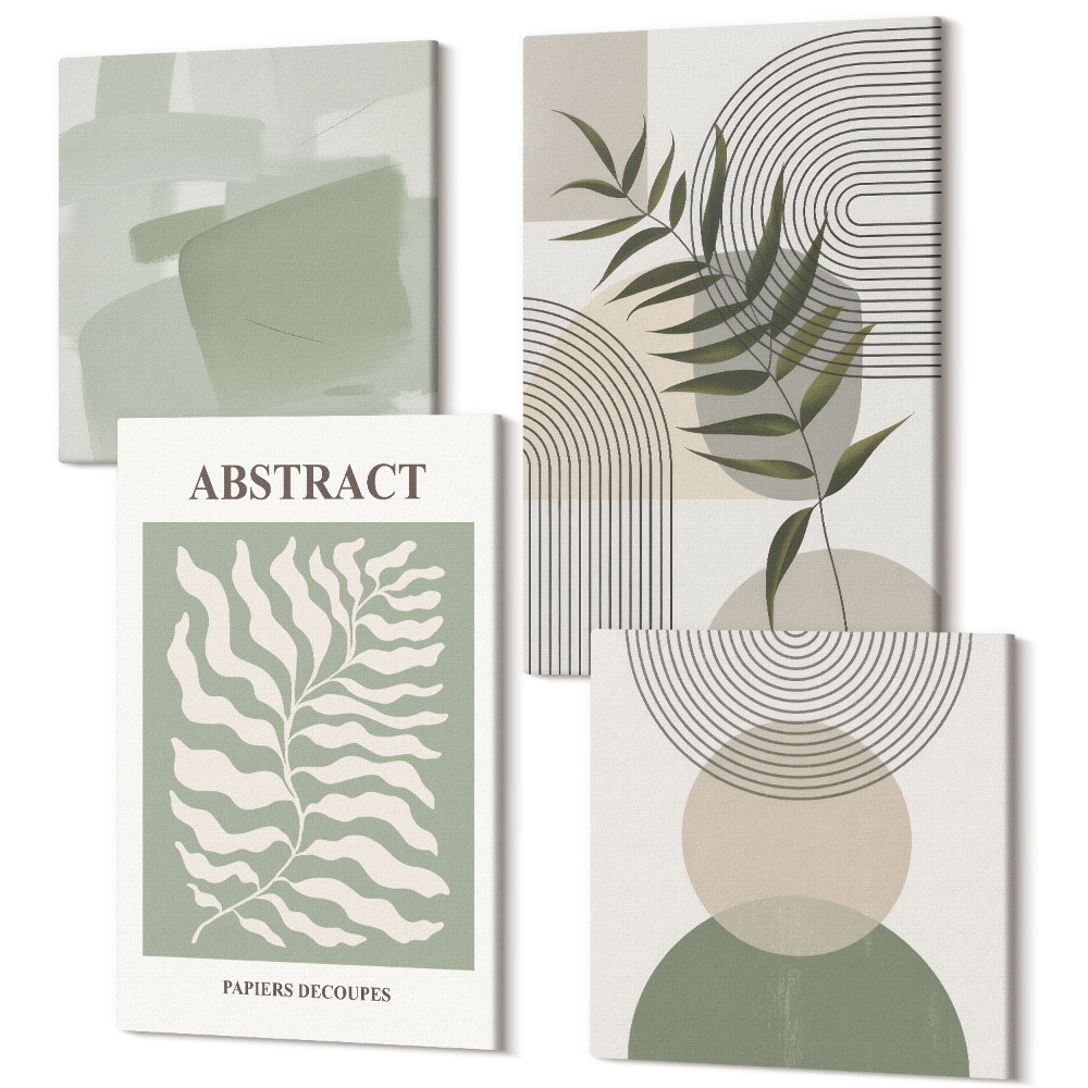 Tablou 4 piese Rezumate botanice stil boho rustic