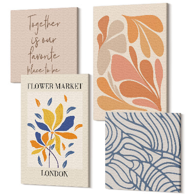 Tablouri canvas set 4 piese Flori în stil modern cu modele abstracte