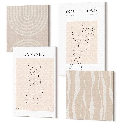 Tablou 4 piese O colecție de forme minimaliste și forme naturale