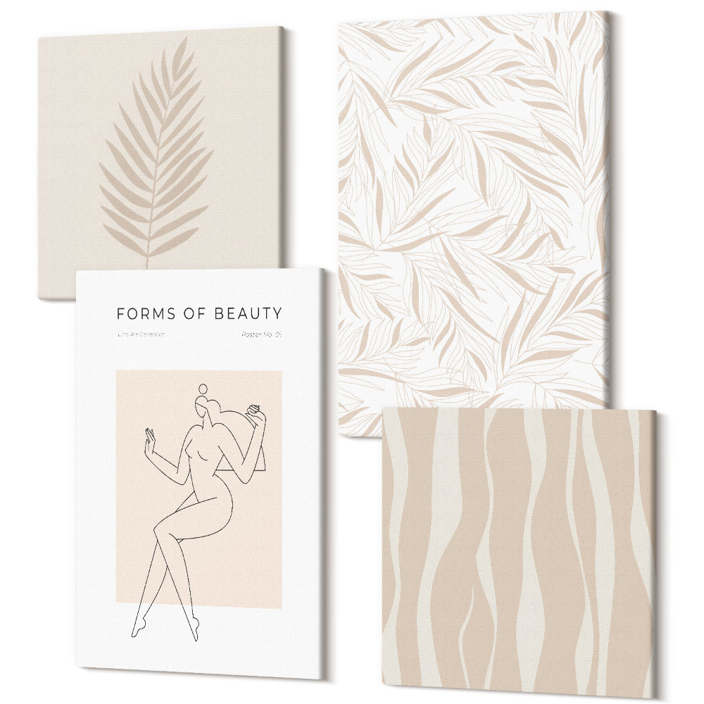 Tablouri canvas set 4 piese Motive de design botanic minimalist