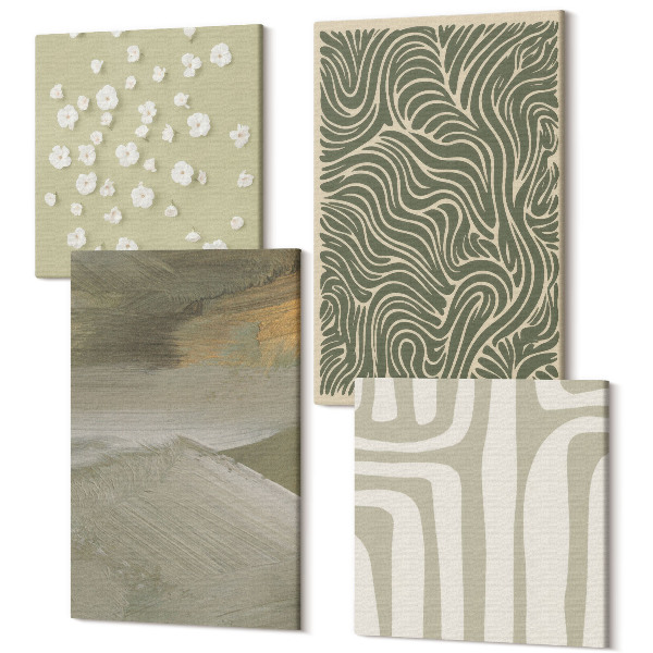 Tablouri multicanvas 4 piese Modele ondulate și abstracte cu flori boho