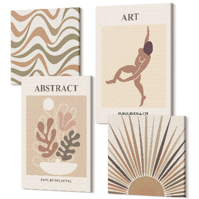 Tablou 4 piese Matisse boho forme și modele abstracte