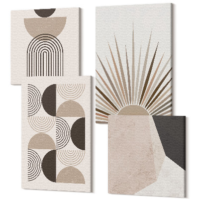 Tablouri canvas set 4 piese Forme abstracte în nuanțe de bej și maro