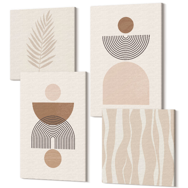 Tablouri multicanvas 4 piese Forme abstracte în nuanțe de maro și bej