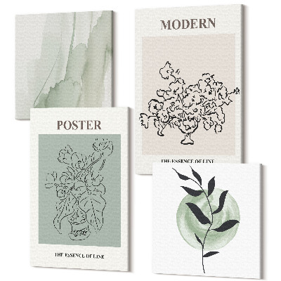 Tablouri canvas set 4 piese Flori într-o vază într-un stil modern și minimalist