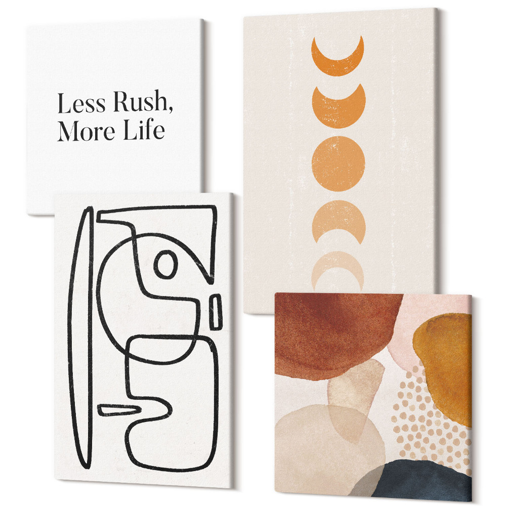 Tablou 4 piese Forme abstracte și culori decoratiuni la modă