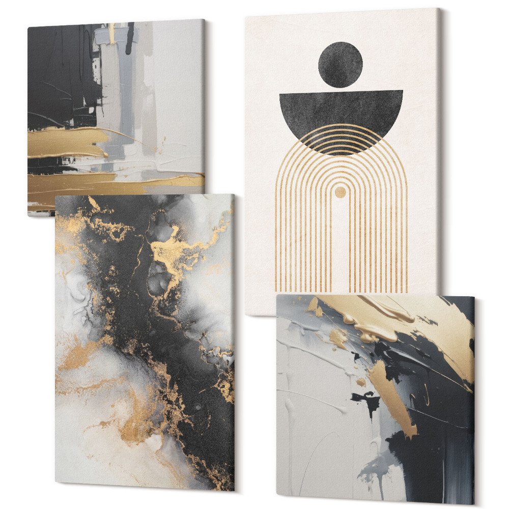 Tablouri canvas set 4 piese Geometrie și abstractie, compoziție elegantă