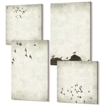 Tablouri multicanvas 4 piese O pictură minimalistă cu păsări zburătoare
