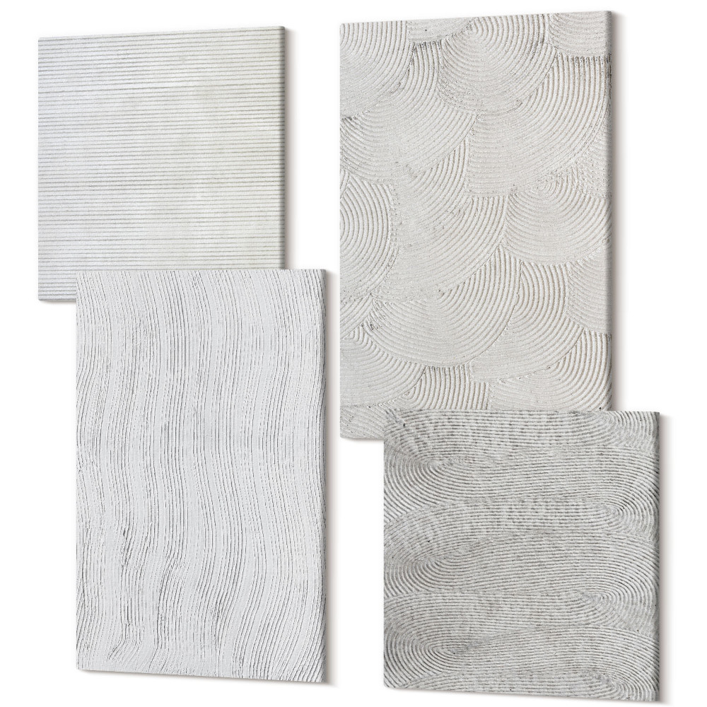 Tablouri multicanvas 4 piese Modele în nisip, structuri geometrice liniare