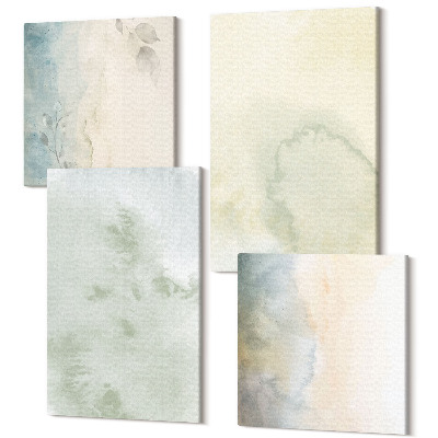 Tablouri multicanvas 4 piese Vopsele de acuarelă pastel pe textură de pânză