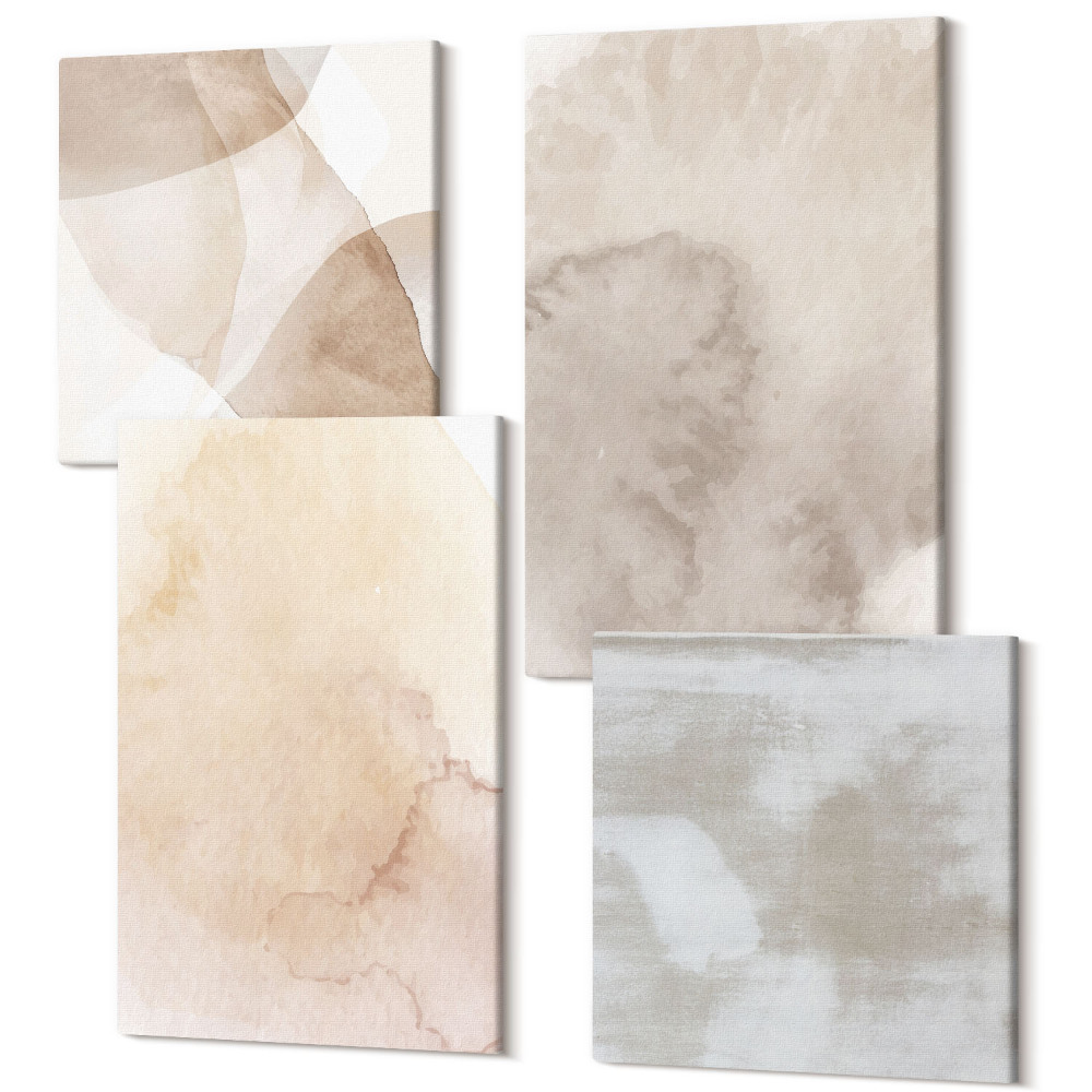 Tablouri multicanvas 4 piese Acuarele calde pe pânză cu texturi pastelate