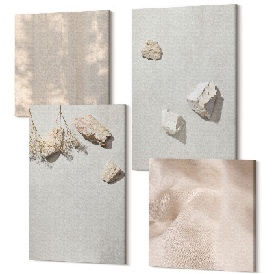 Tablou 4 piese Pietre de plaja Boho decoratiuni minimaliste