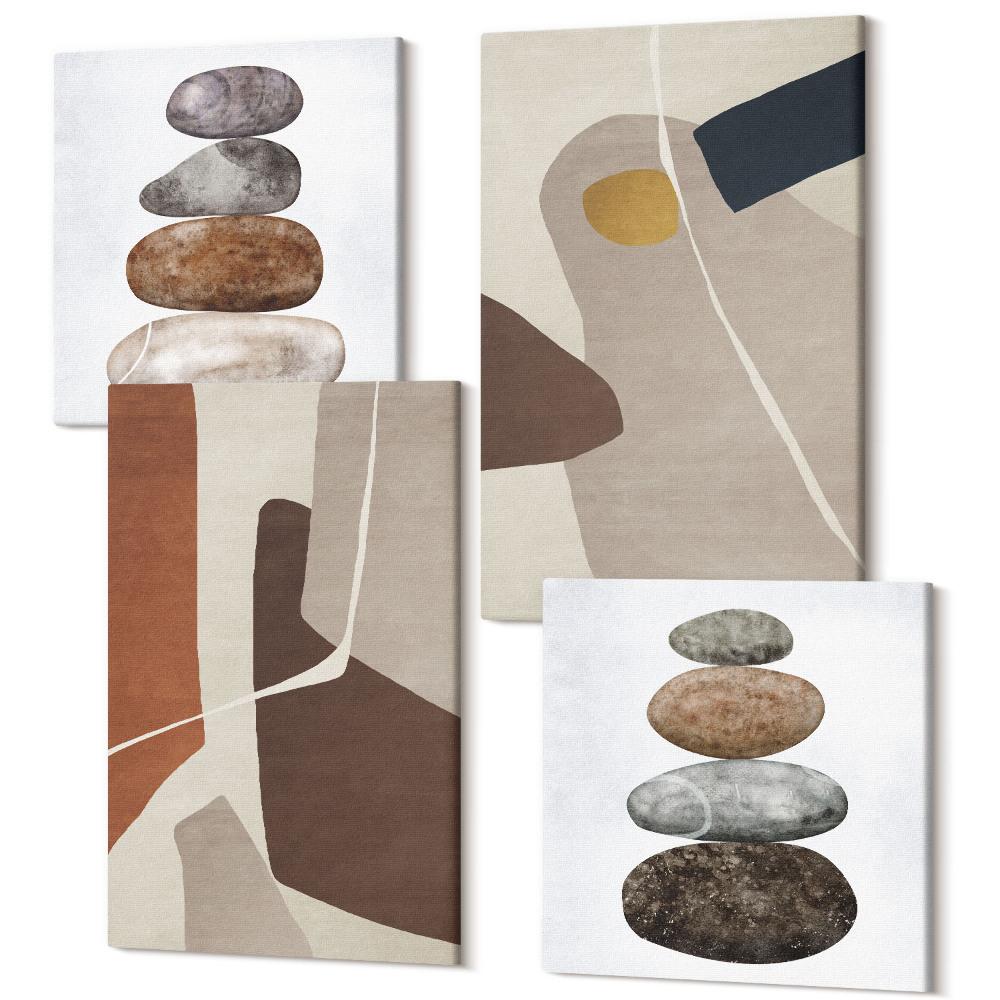 Tablouri canvas set 4 piese Forme abstracte de pictură boho într-un stil modern