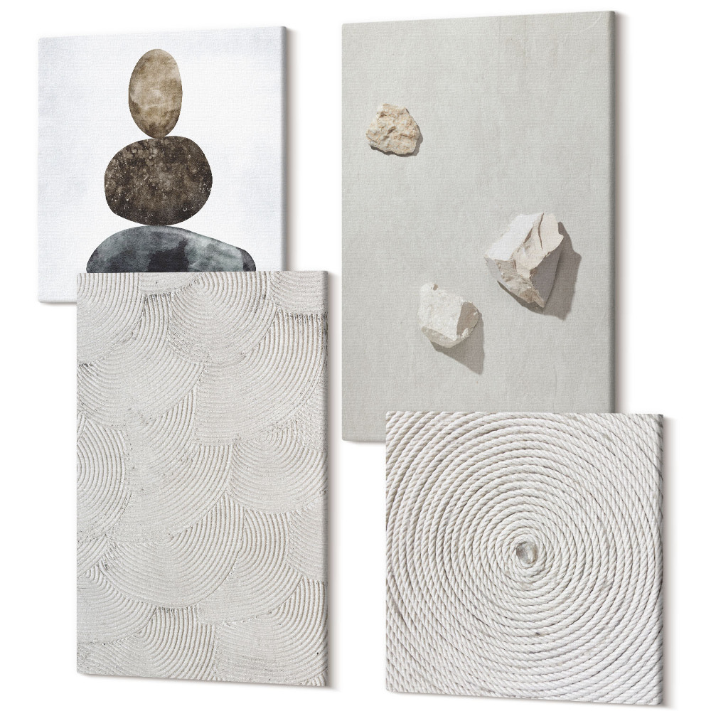 Tablou 4 piese Nisip, pietre și texturi moderne de vopsea