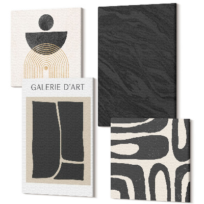 Tablouri canvas set 4 piese Forme abstracte și marmură întunecată