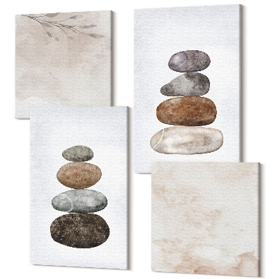 Tablou 4 piese Stive de pietre pictură boho minimalistă