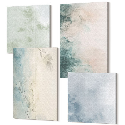 Tablouri multicanvas 4 piese Picturi acuarele pe panza, stil minimalist