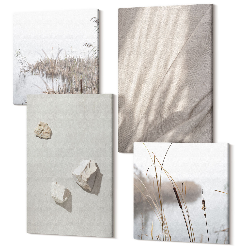 Tablouri canvas set 4 piese Prim-planuri ale structurilor moderne în stil boho