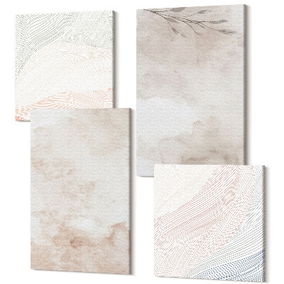 Tablou 4 piese Pete și frunze de acuarelă în culori pastelate