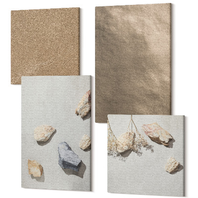 Tablouri canvas set 4 piese Structuri naturale din pietre de plajă