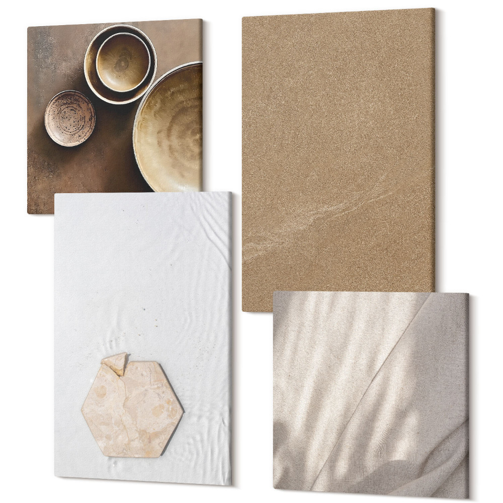 Tablouri multicanvas 4 piese Texturi minimaliste în culori calde