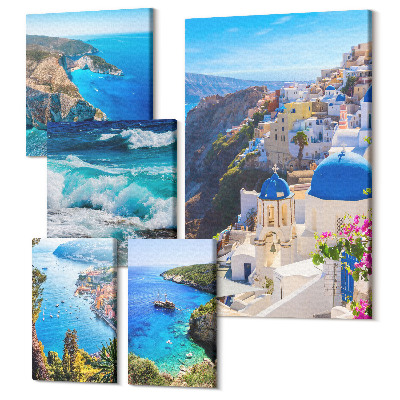 Tablou din 5 piese Peisaje din Marea Egee cu vederi pitorești