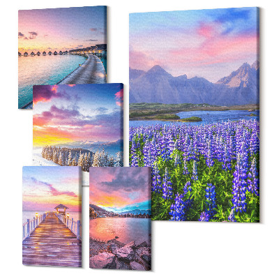 Set tablouri 5 piese Peisaje naturale cu vederi pitorești la munte