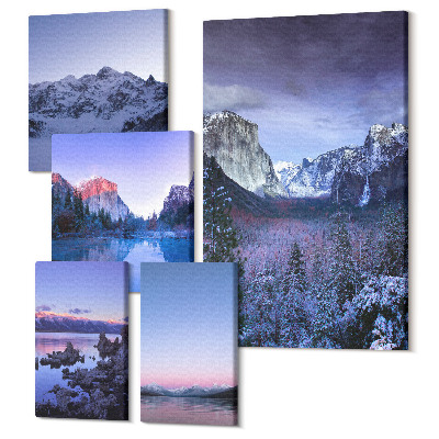 Tablouri canvas set 5 piese Peisaje montane cu lacuri și păduri pitorești
