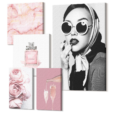 Tablou din 5 piese Accente elegante în nuanțe de roz și eleganță