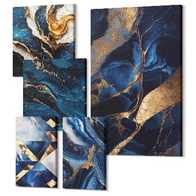 Set tablouri 5 piese Modele abstracte în nuanțe de albastru