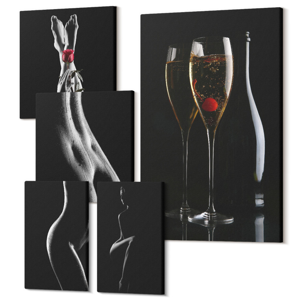 Tablou din 5 piese Accente elegante într-un stil modern cu o temă de intimitate