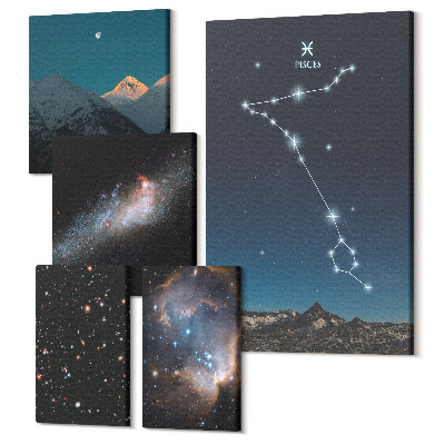 Tablouri canvas set 5 piese Peisaje spațiale și constelații de stele într-un stil modern