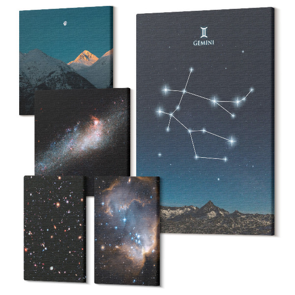 Tablou din 5 piese Peisaje spațiale cu constelații și galaxii