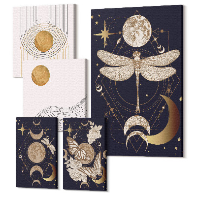 Tablou din 5 piese Motive spațiale elegante cu insecte și modele geometrice