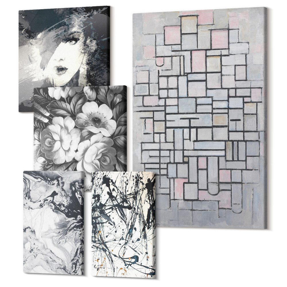 Tablou din 5 piese Compoziții abstracte cu flori și portrete în stil modern