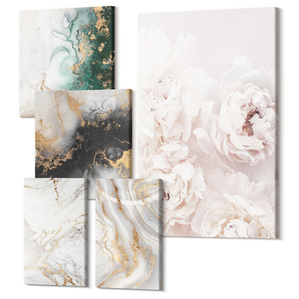 Tablouri canvas set 5 piese Accente florale și modele abstracte într-un stil elegant