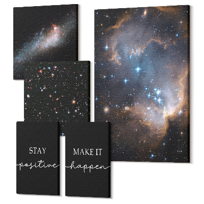Tablou din 5 piese Inspirații cosmice, mesaje pozitive și motivație