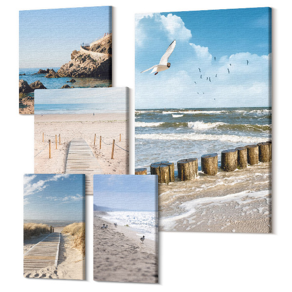 Tablouri canvas set 5 piese Peisaje de coastă cu plaje și vedere la mare