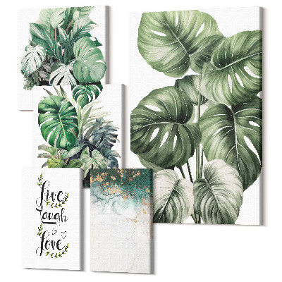Tablou din 5 piese Motive vegetale cu citate inspirate și artă abstractă