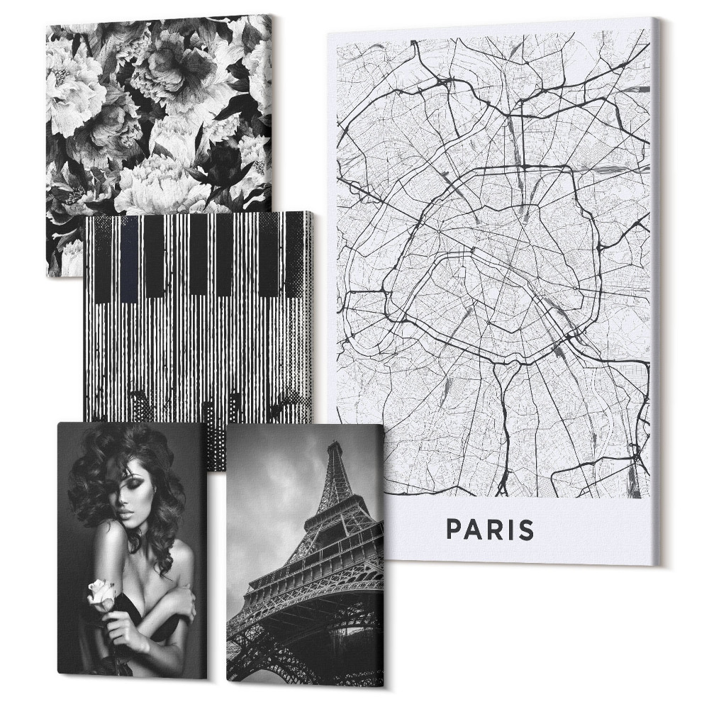 Tablou din 5 piese Motive elegante in stil parizian si arhitectura orasului